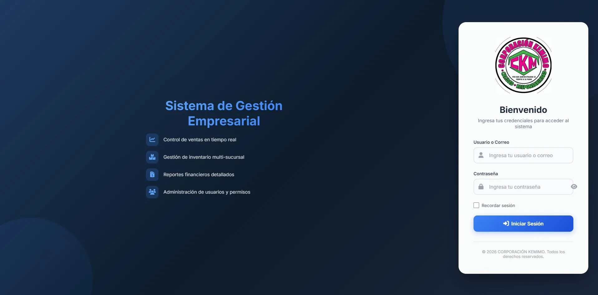 Captura de Sistema de Gestión Comercial