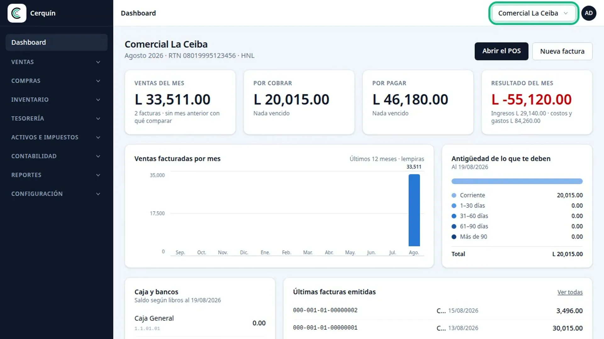 Captura de Cerquín — Contabilidad y Facturación SAR